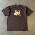 Japanese Brand Vibe Brown Retro Mushroom Print Tee