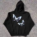 Japanese Brand Hip Hop Diablo Style Butterfly Print Xl Hooded Sweatshirt