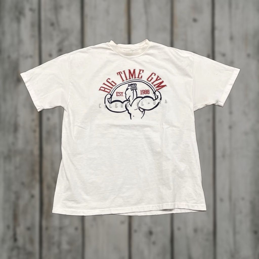 Vintage Hanes 90s Bodybuilding Shirt White Cotton Crew Neck T Shirt Xl Men S World Gym Logo 19 Hoodie, Sweatshirt