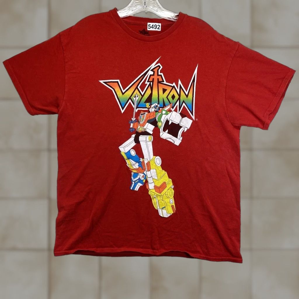 Vintage Voltron Shirt Mens M Red Graphic Tee Crew Neck