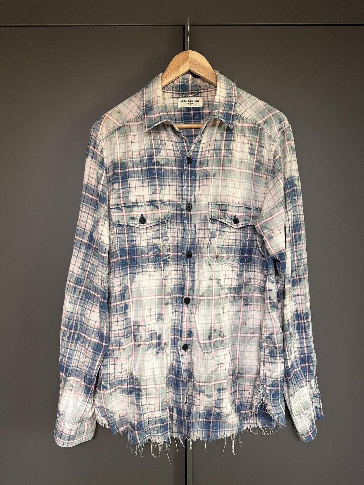 Saint Laurent Paris Bleached Surf Sound Blue Flannel Ss16