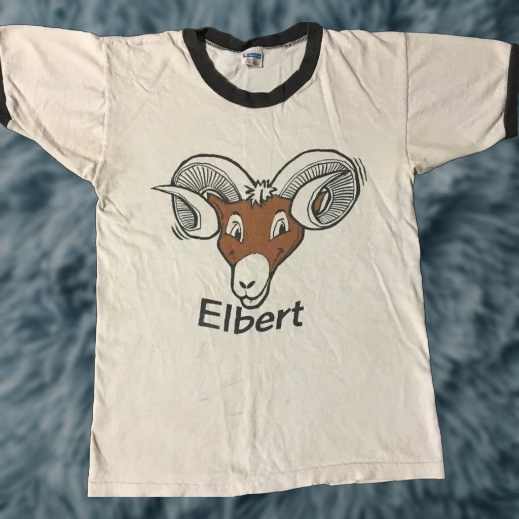 Vintage Champion Shirt Xs Usa Blue Bar Elbert School Rams Faded 70s 80s Grunge Vintage 70s