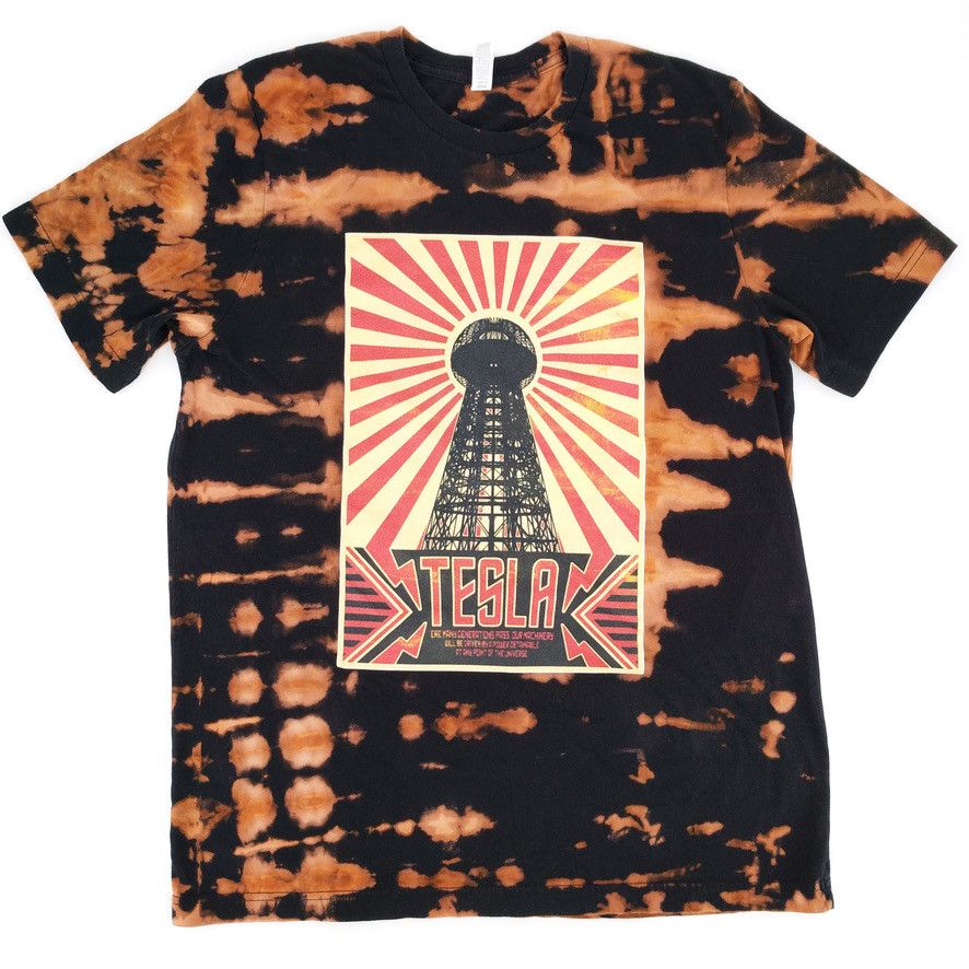Other Tesla Custom Hand Bleached Graphic Crewneck T Shirt Hoodie, Sweatshirt | FlexRushtees.com