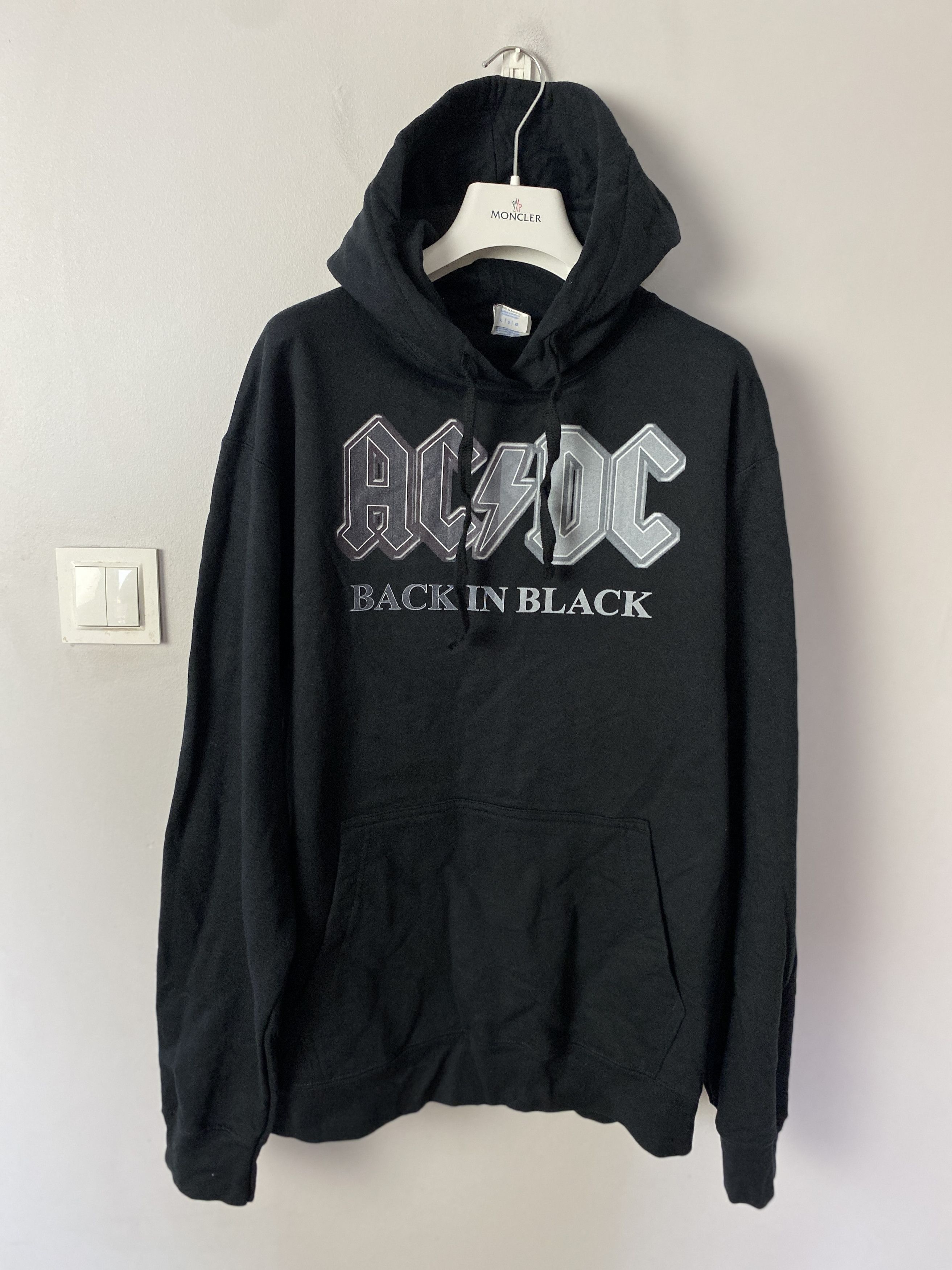 Band Tees Acdc Back In Black Printed Hoodie Big Logo Sweatshirt | FlexRushtees.com