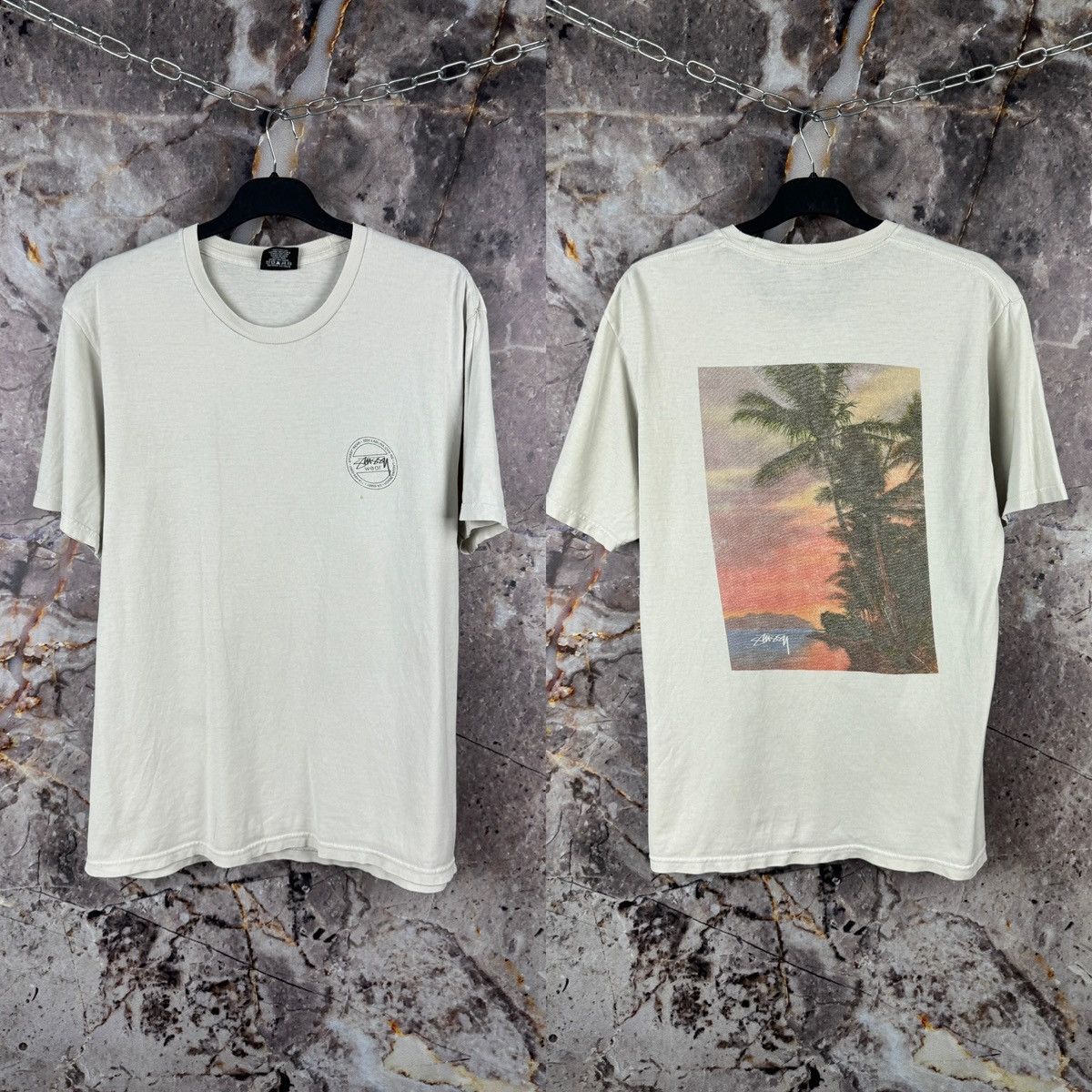Men S Stussy T Shirt Streetwear Big Beach Logo Size Medium Hoodie, Sweatshirt | FlexRushtees.com