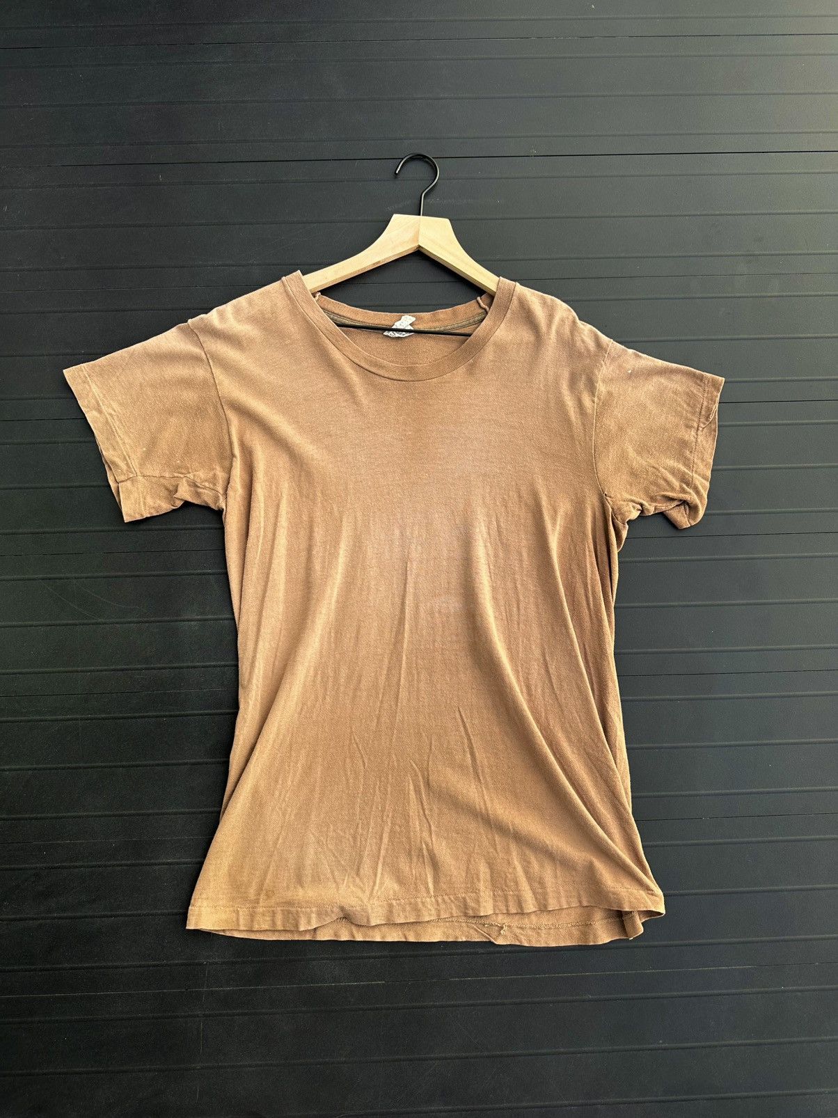Vintage 90s Sun Faded Brown Blank Tee Hoodie, Sweatshirt | FlexRushtees.com