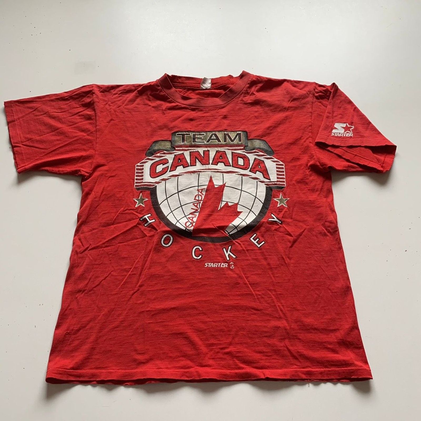 Vintage Team Canada Hockey T Shirt Large 90s Starter Rare