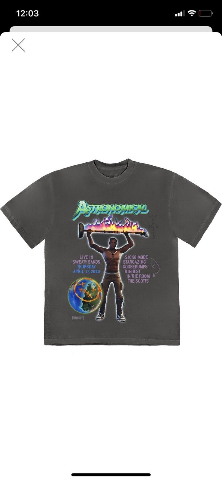 Travis Scott Back Bling T Shirt Washed Black