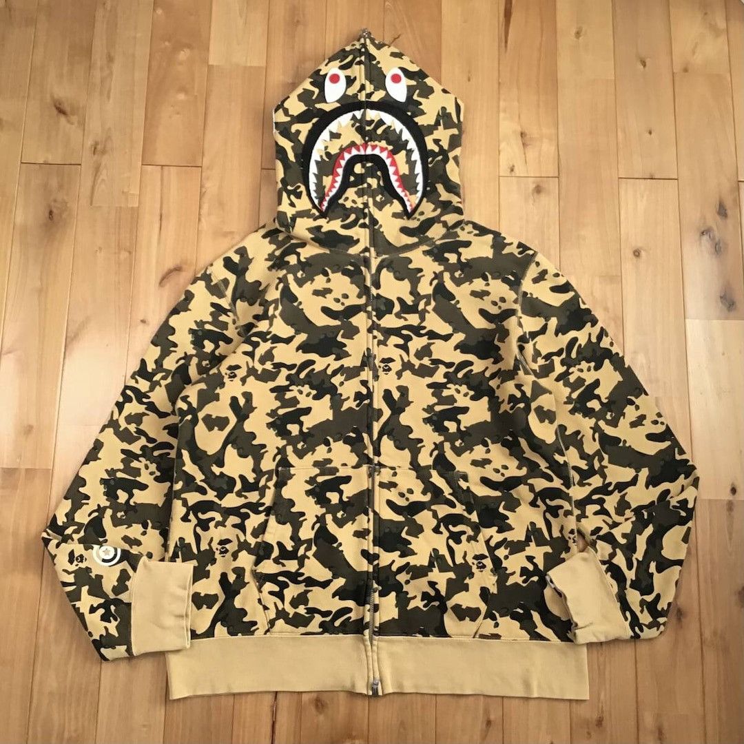 Bape Desert Camo Shark Full Zip Hoodie A Bathing Ape T-Shirts, Sweatshirt | FlexRushtees.com