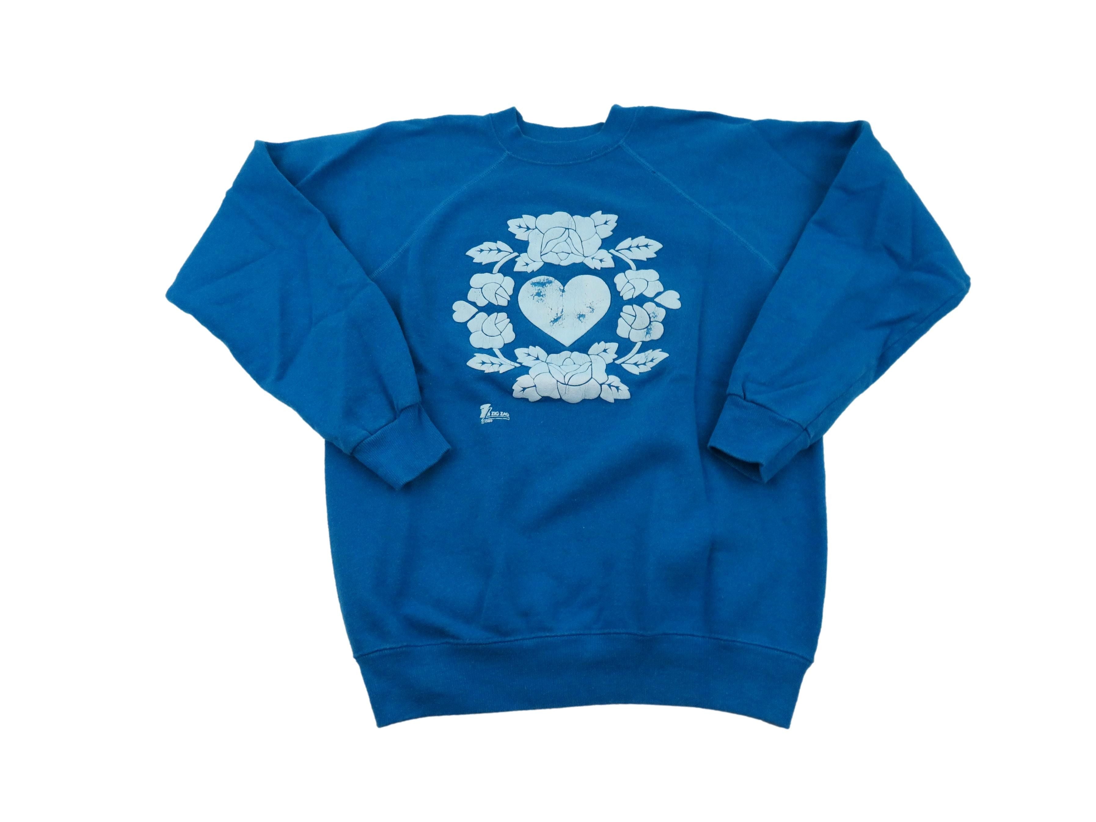 Vintage Hanes Rose Floral Heart Sweatshirt Medium 50 50 80s