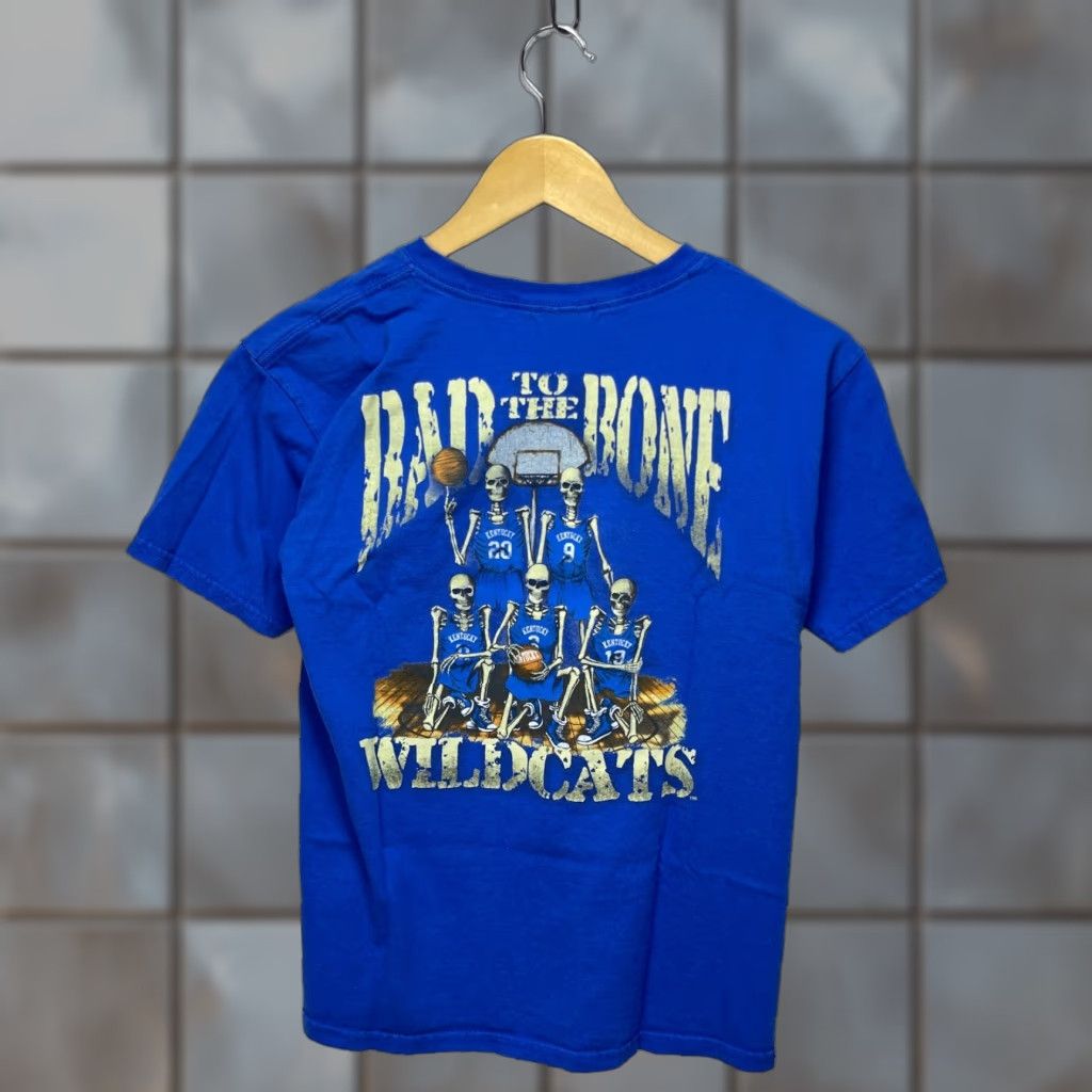 Bones Vintage Kentucky Wildcats Bad To The Bone Skeleton T Shirt Blue Mens Small Hoodie, Sweatshirt | FlexRushtees.com