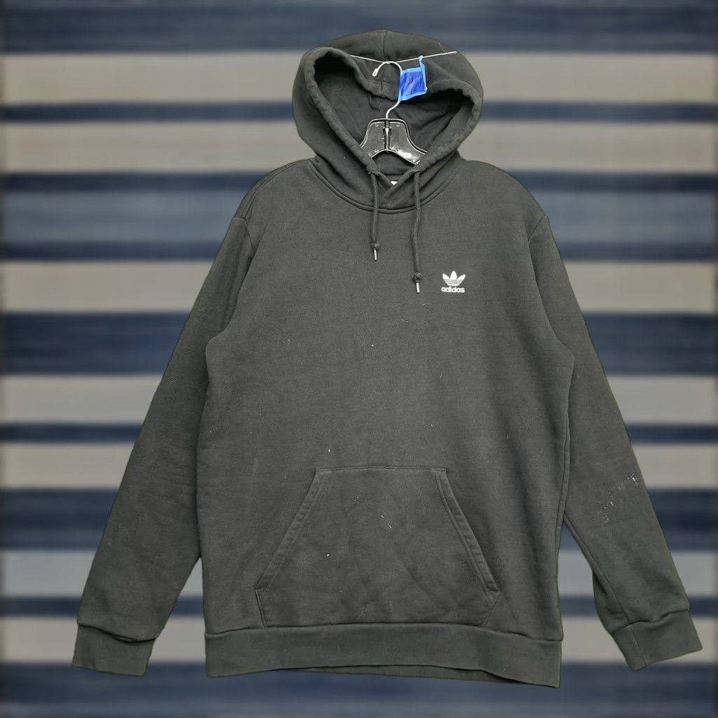 Adidas Hoodie Mens M Black Casual Everyday Pullover Sweatshirt Hooded Logo Sports Clothing Re