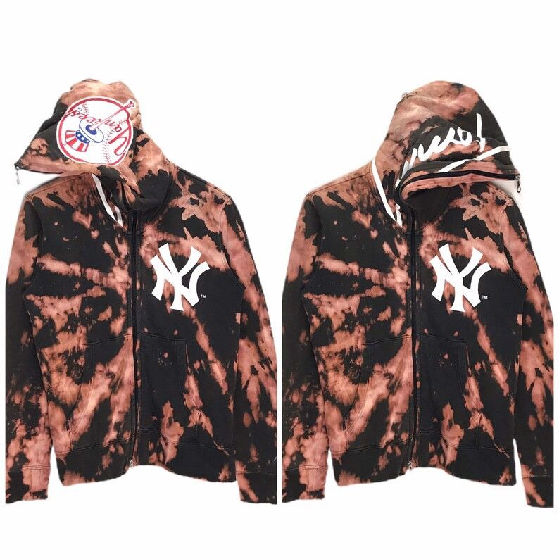 New York Yankees Tie Dye Hoodies Custom Acid Wash