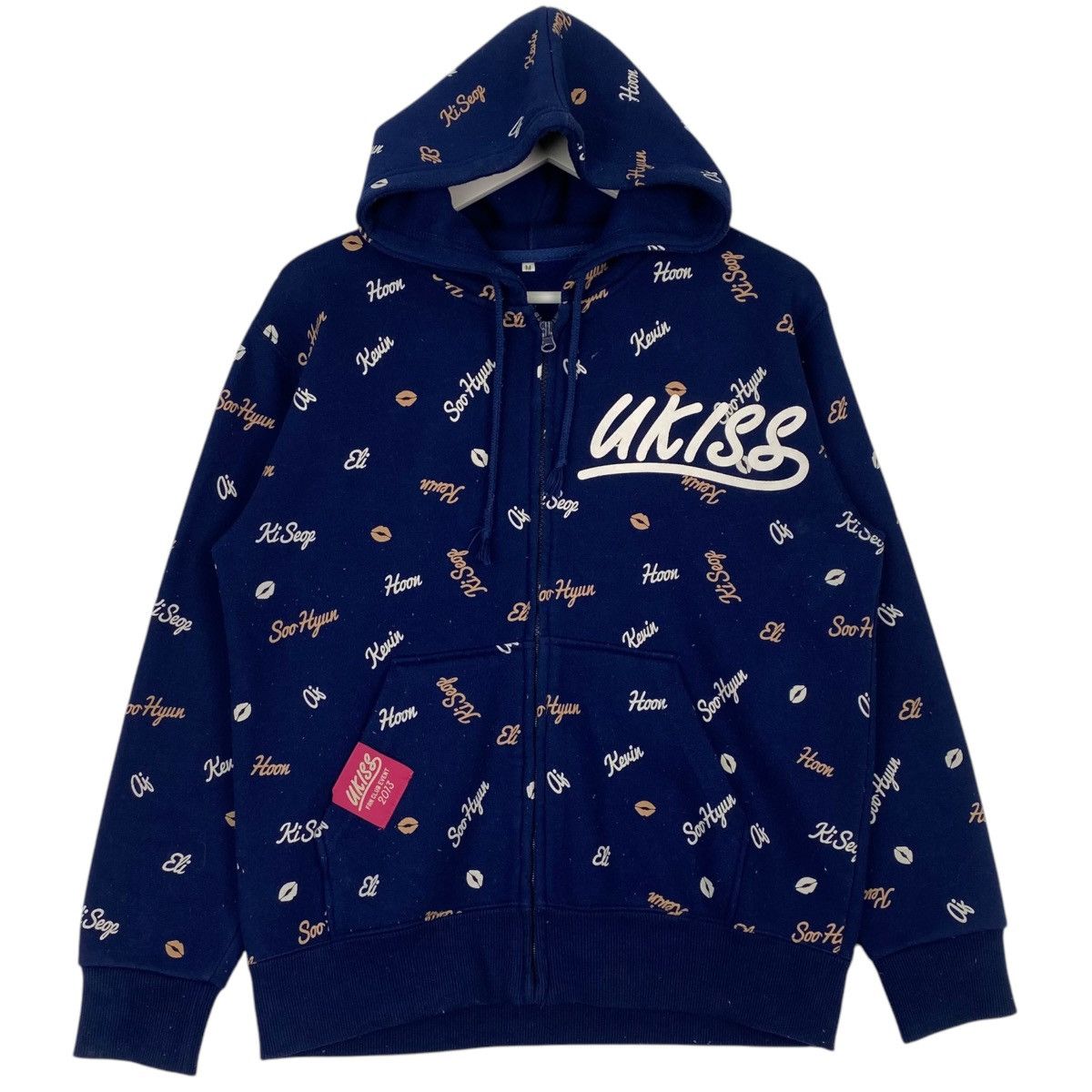 Vintage Ukiss Printed Hoodie Sweater Navy Blue Size M T-Shirts, Sweatshirt | FlexRushtees.com