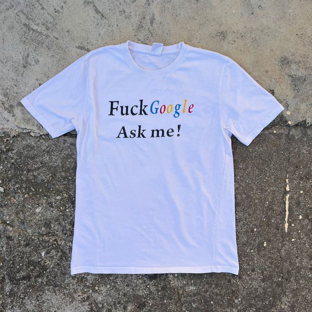Fuck Google Vintage 90s White Tshirt Funny Print Humour Tee Hoodie, Sweatshirt | FlexRushtees.com