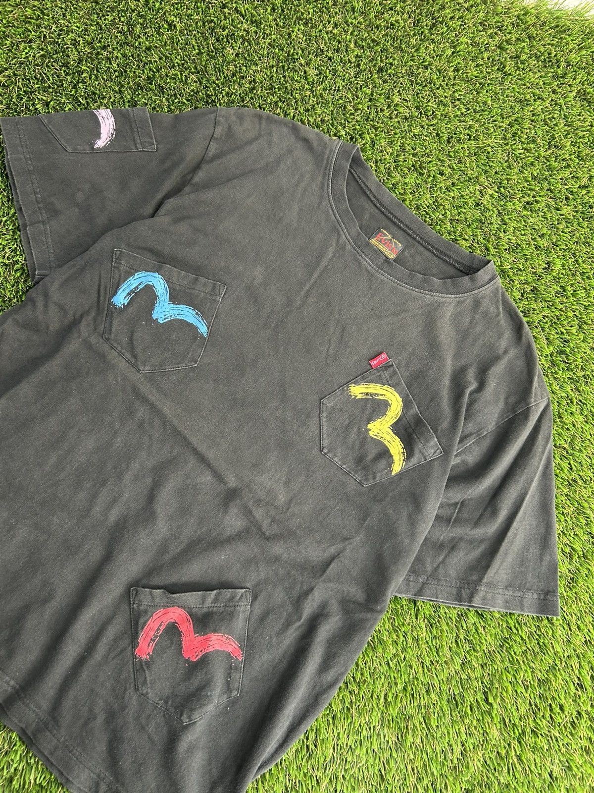 Vintage Y2k Evisu Grail Pocket Arch Tee Hoodie, Sweatshirt | FlexRushtees.com