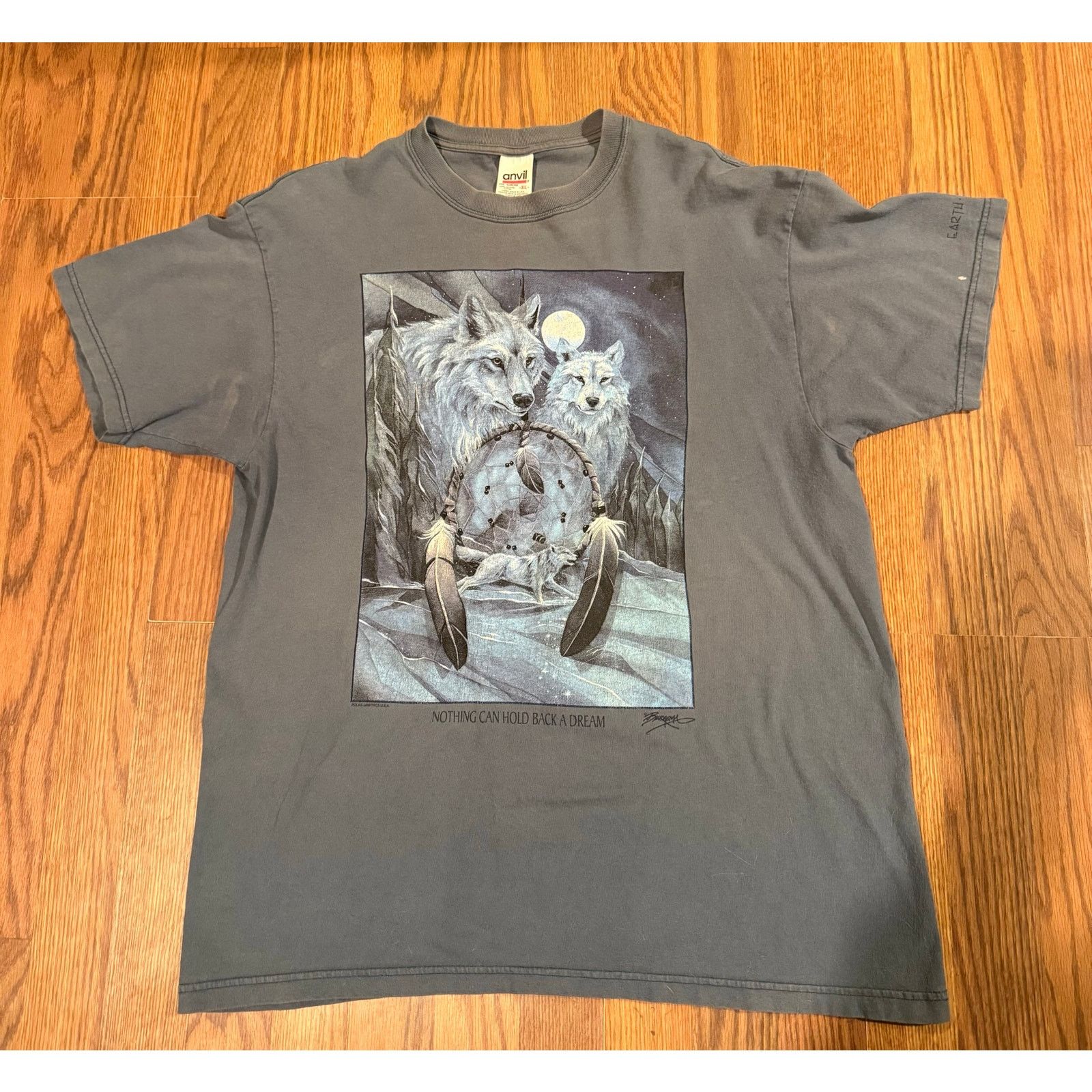 Anvil Vintage Two Wolf Dream Catcher Natire Shirt Size Xl