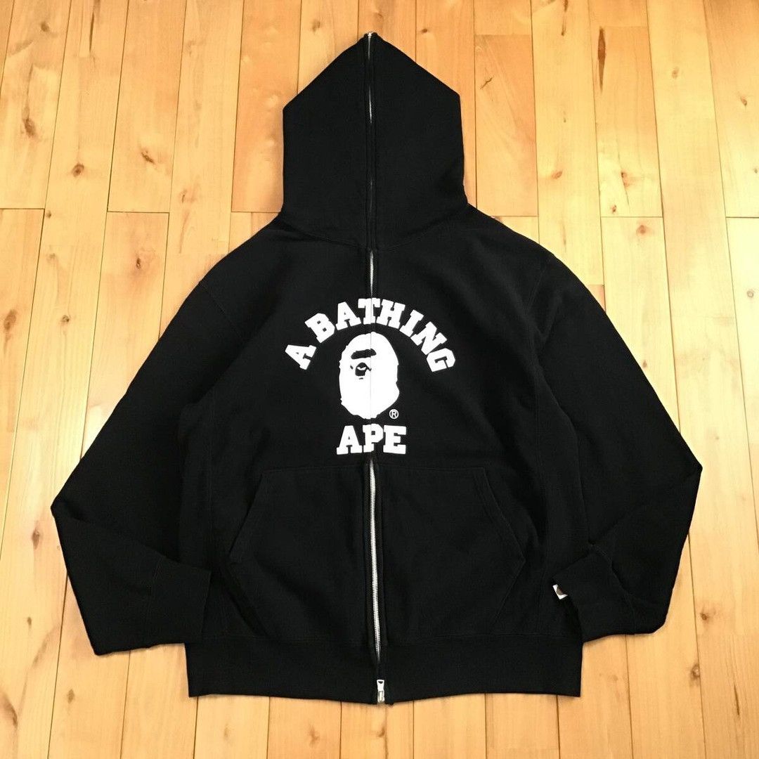 Bape College Logo Full Zip Hoodie A Bathing Ape Nigo T-Shirts, Sweatshirt | FlexRushtees.com