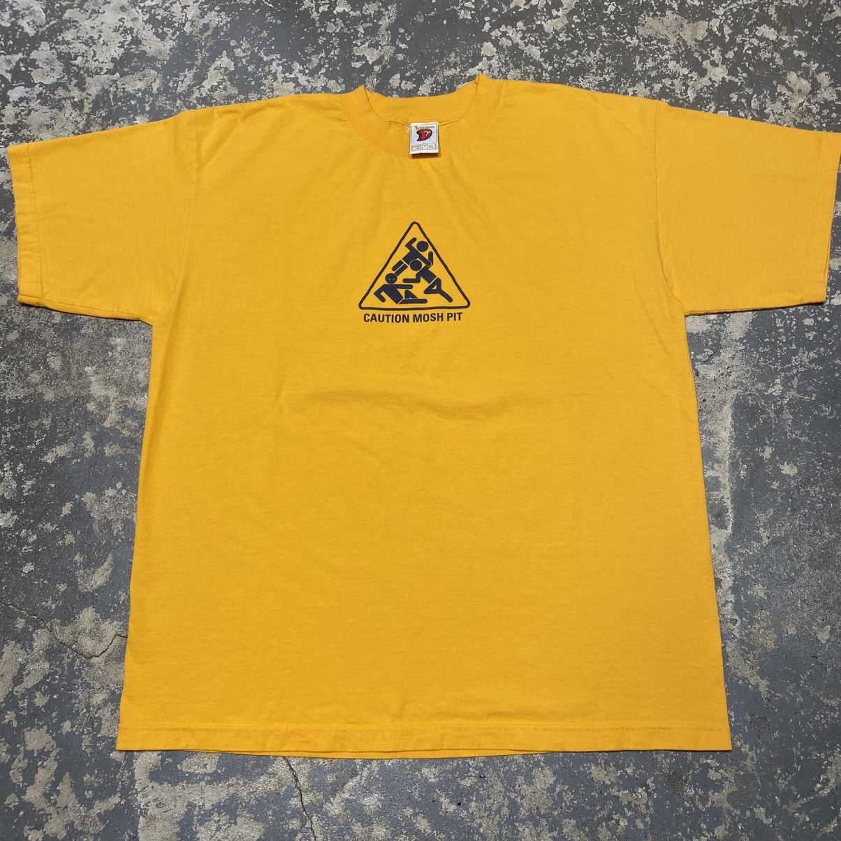 Vintage Caution Mosh Pit To The Edge Skate Funny Tshirt Hoodie, Sweatshirt | FlexRushtees.com