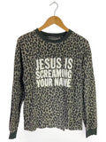 Hysteric Glamour Jesus Is Screaming Your Name Leopard Long Sleeve Tee