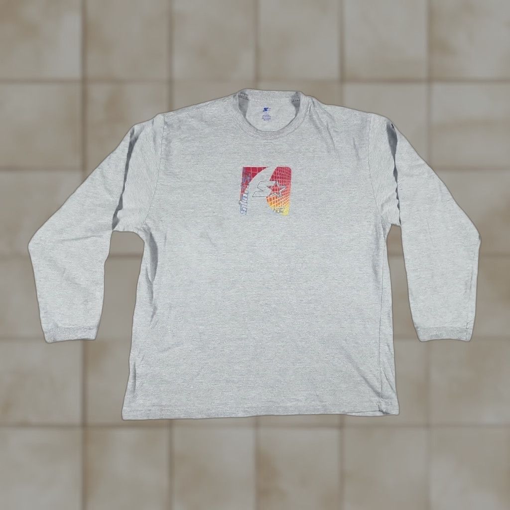 Starter Graphic T Shirt Longsleeve Logo Vintage Distressed Men S Xl Gray Short Description N