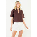 Short Sleeve V-Neck Cutout Top