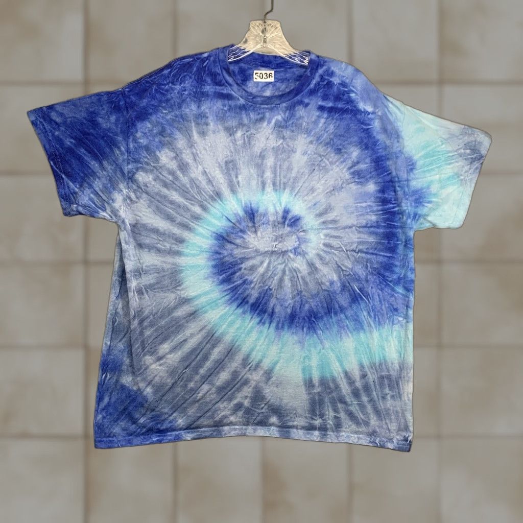 Vintage Multicolor Tie Dye T Shirt Mens Large Geometric Spiral Peace Hippie 60s 70s