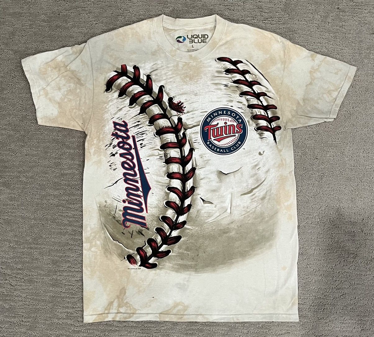 Mlb X Twins Vintage Minnesota Twins Aop Liquid Blue Mlb Tee Hoodie, Sweatshirt | FlexRushtees.com