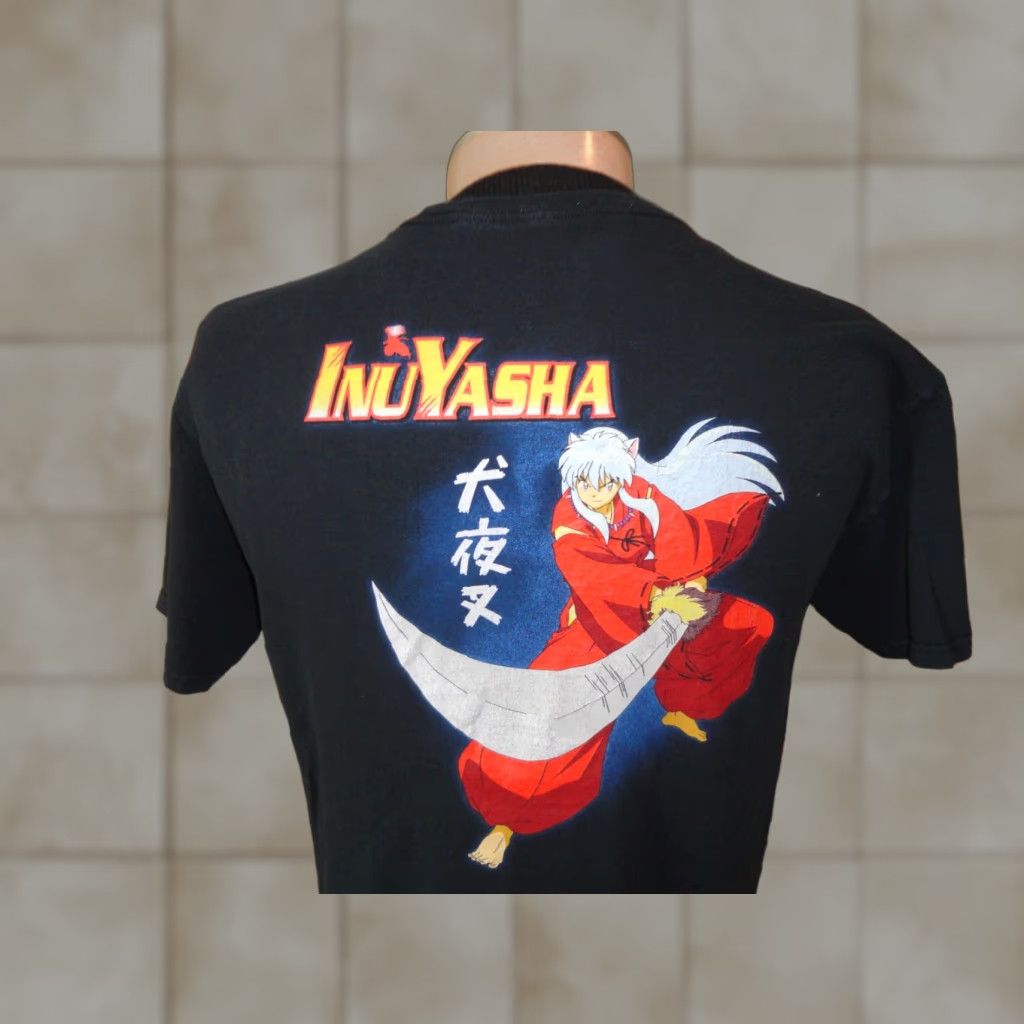 Vintage Inuyasha T Shirt Mens L Black 2009 Anime Manga Japanese Unisex Adults Short Sleeve S