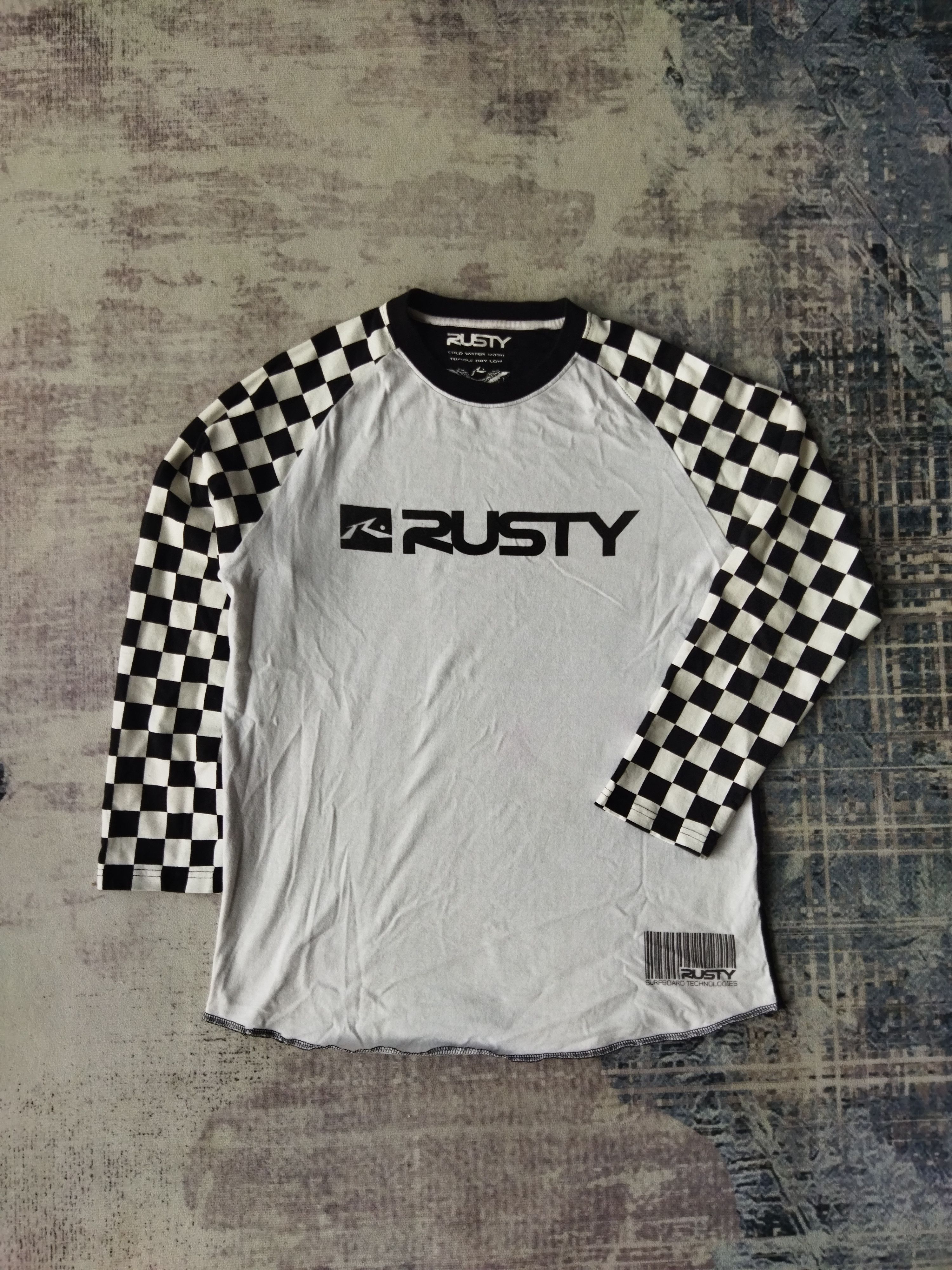 Rusty Checkered 3 Quaters Sleeve T Shirt