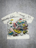 Vintage 90s Og Hanes Fish Ocean Over All Tee Shirt Usa