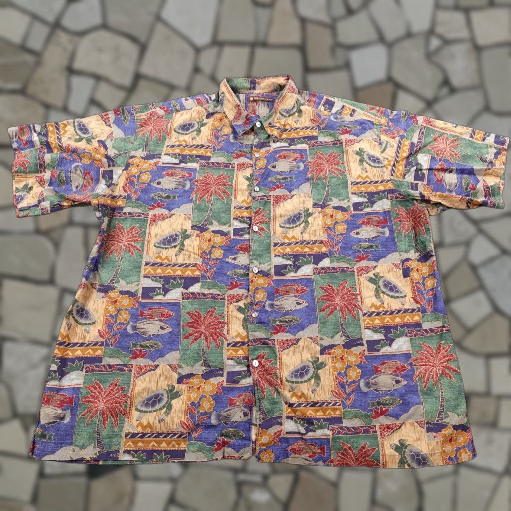 Richard Tori Richard Shirt Mens 2xl Sea Life Turtles Fish Hawaiian Aloha Tropical Camp