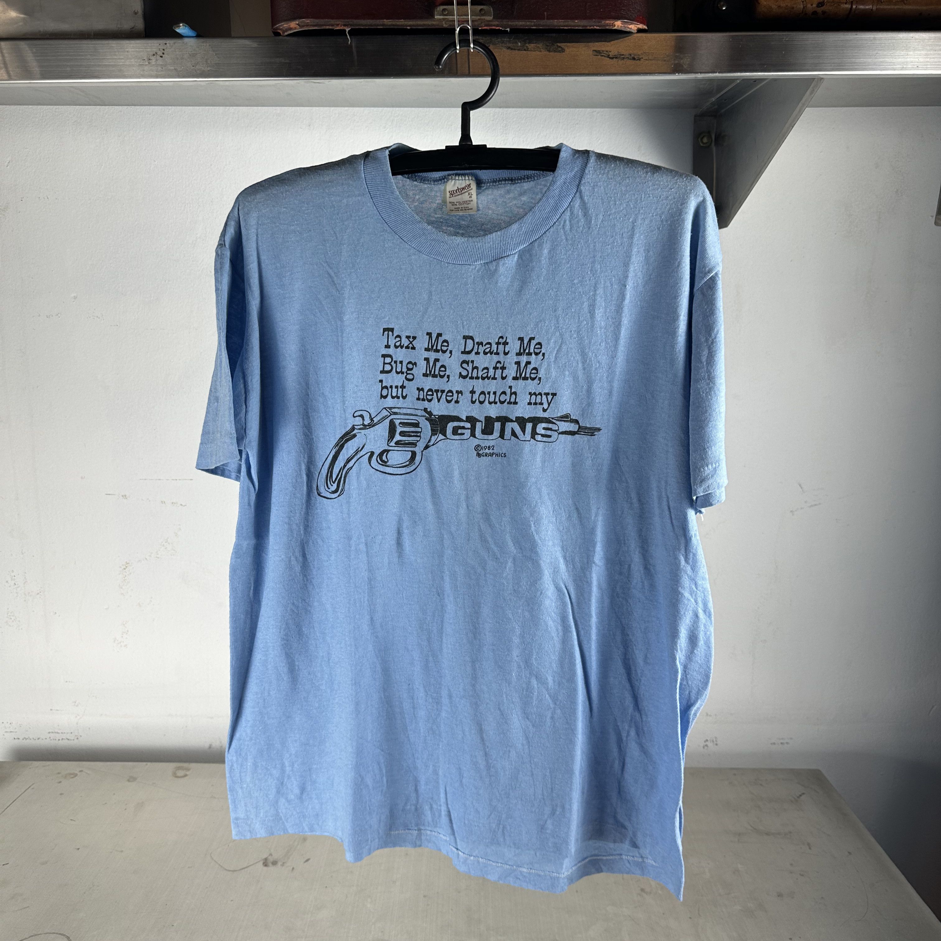Vintage 1982 Never Touch My Gun Revolver Gun Firearm Graphic T Shirt Hoodie, Sweatshirt | FlexRushtees.com