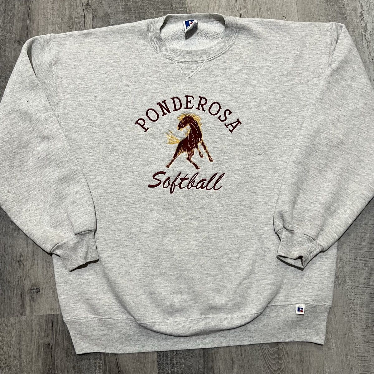 Vintage Vtg Russell Athletic Ponderosa 90s Mustang Usa Sweatshirt