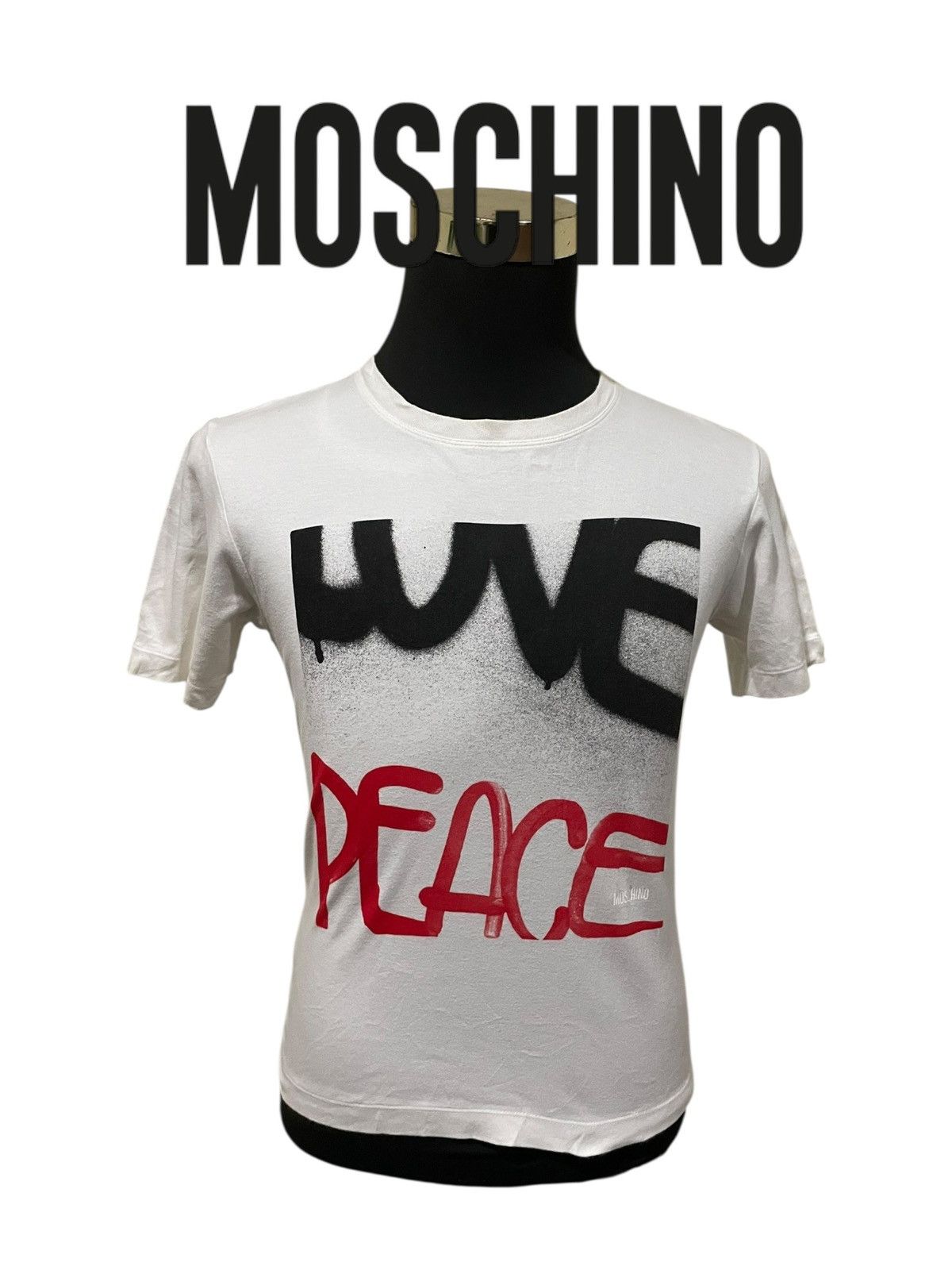 Designer Vtg Moshino Aw2008 Bonds With Designers Love Peace Sz S Tee Hoodie, Sweatshirt | FlexRushtees.com
