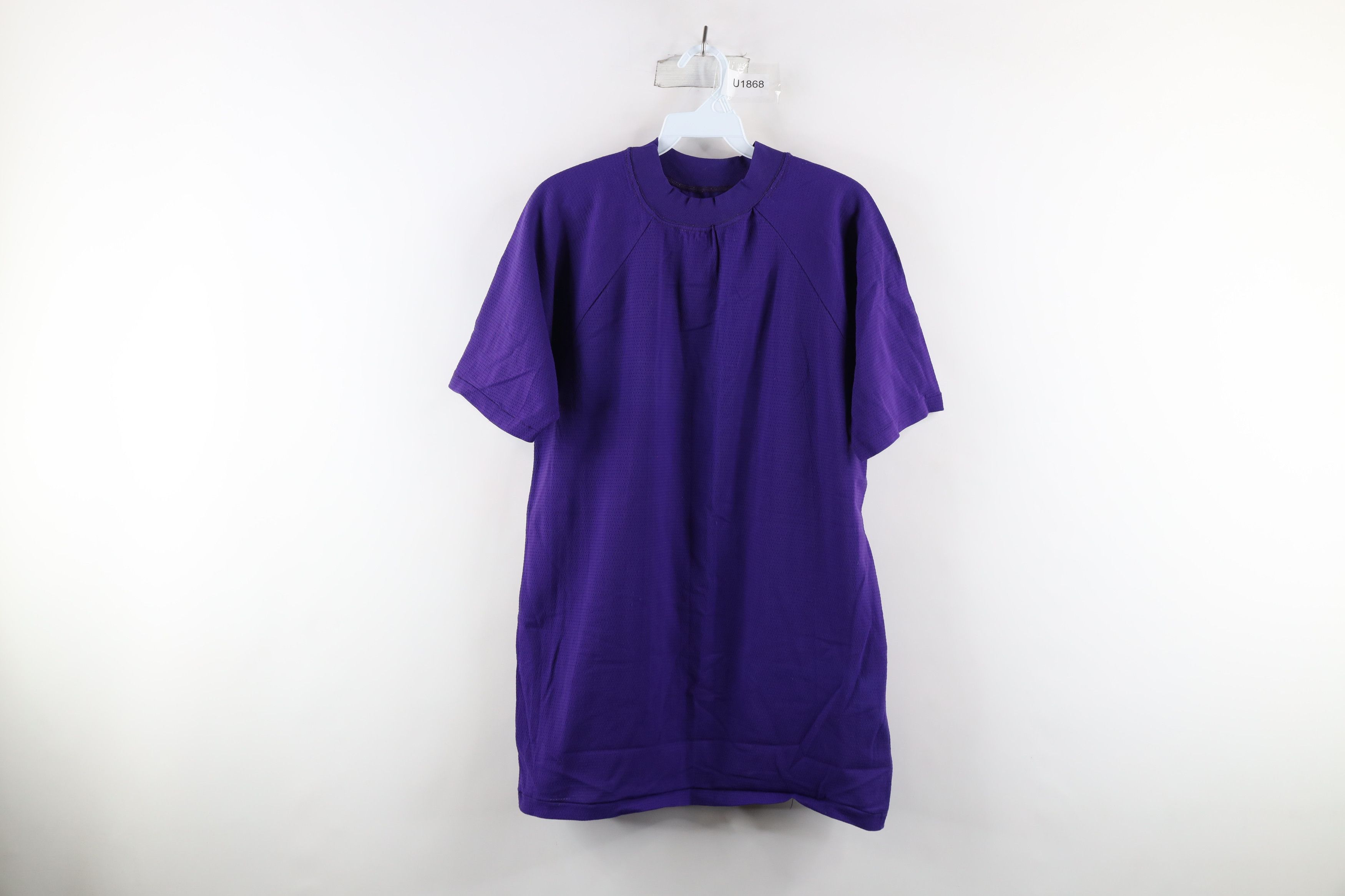 Vintage 60s Russell Athletic Mock Neck T Shirt Purple Usa