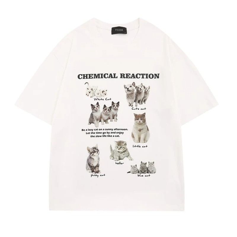Vintage Kawaii Cat Oversized Cotton Tee Summer 2025 Hoodie, Sweatshirt | FlexRushtees.com