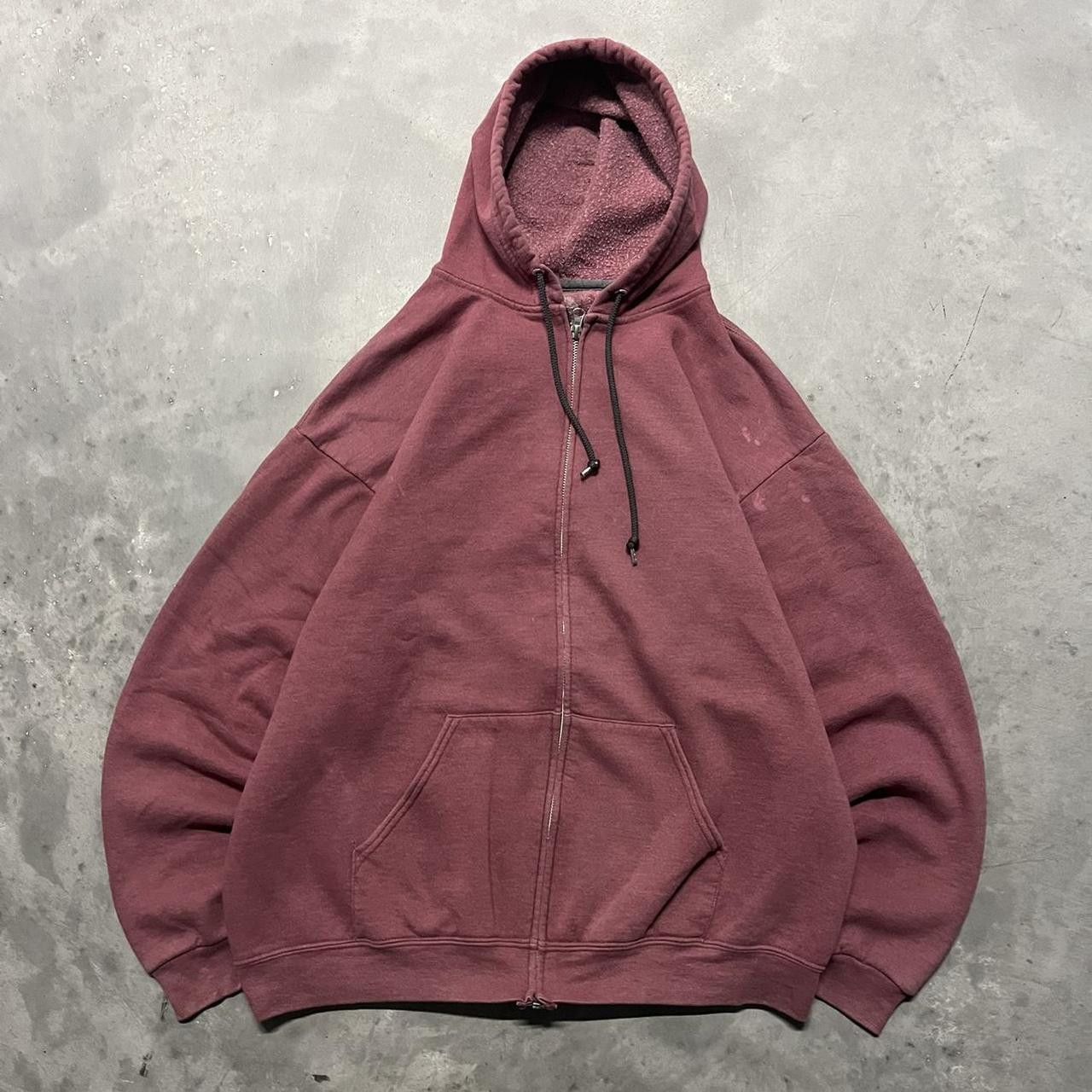Crazy Vintage Y2k 2000s Faded Light Red Blank Russell Style Essential Zip