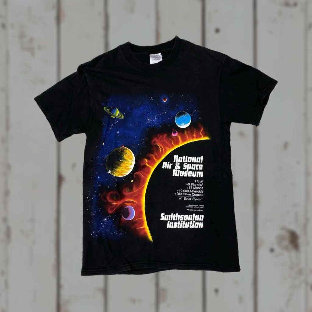 Hanes Vintage Smithsonian National Air Space Solar System Nasa Space T Shirt Medium Black Mens Short