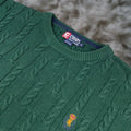 Chaps Vintage Ralph Lauren Chaps Sweater Cable Knit Crew Neck Men Xl Green 100 Cotton Pullover Knit