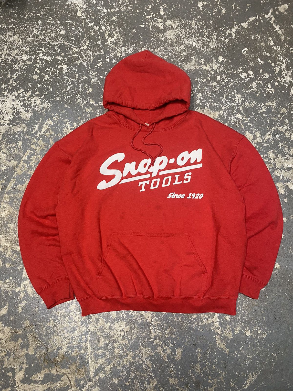Vintage Y2k Snap On Tools Red Boxy Hoodie Sweatshirt T-Shirts | FlexRushtees.com