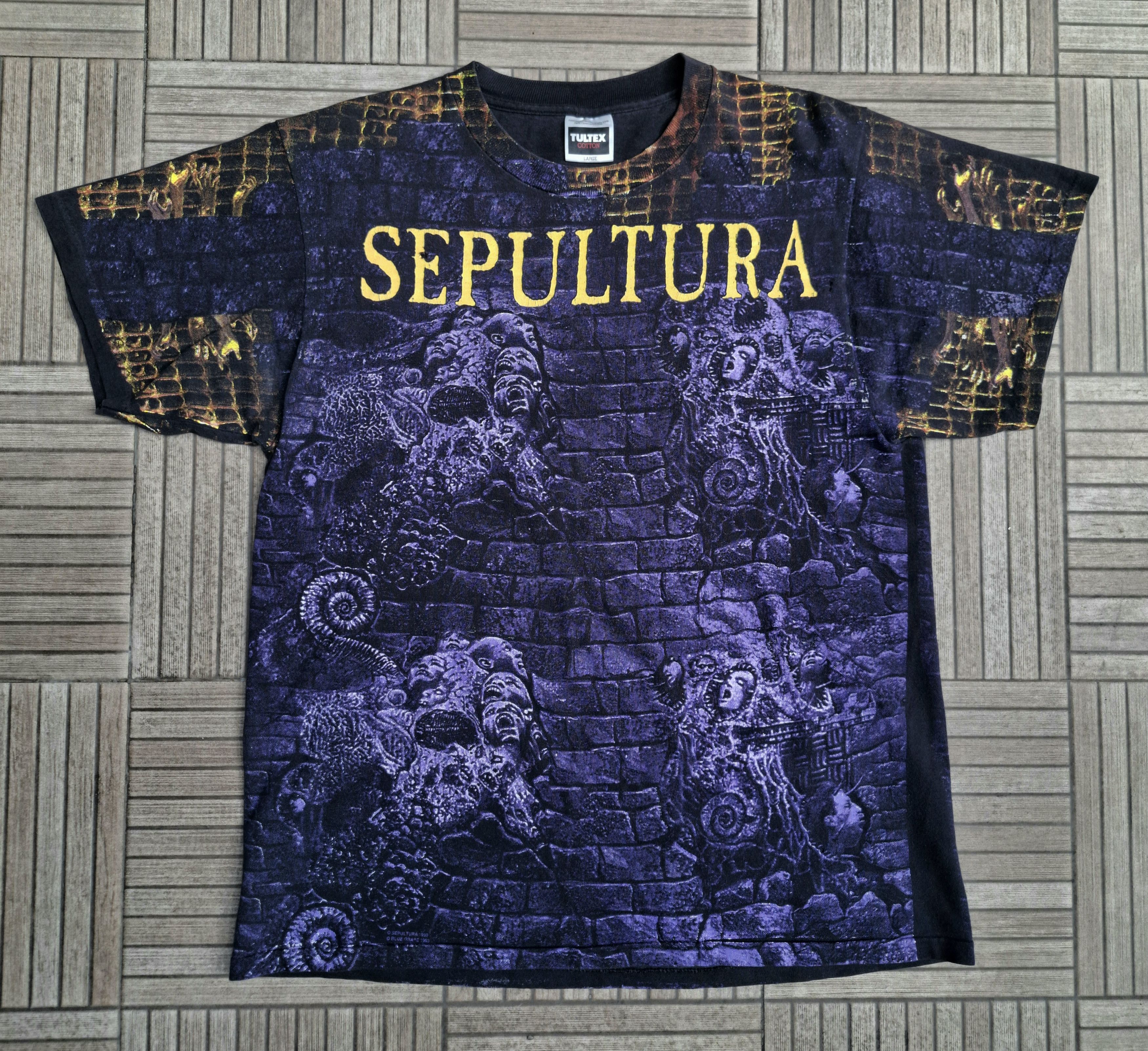 Vintage Sepultura Aop Blue Grape Chaos A D 1993 T-Shirts, Hoodie, Sweatshirt | FlexRushtees.com