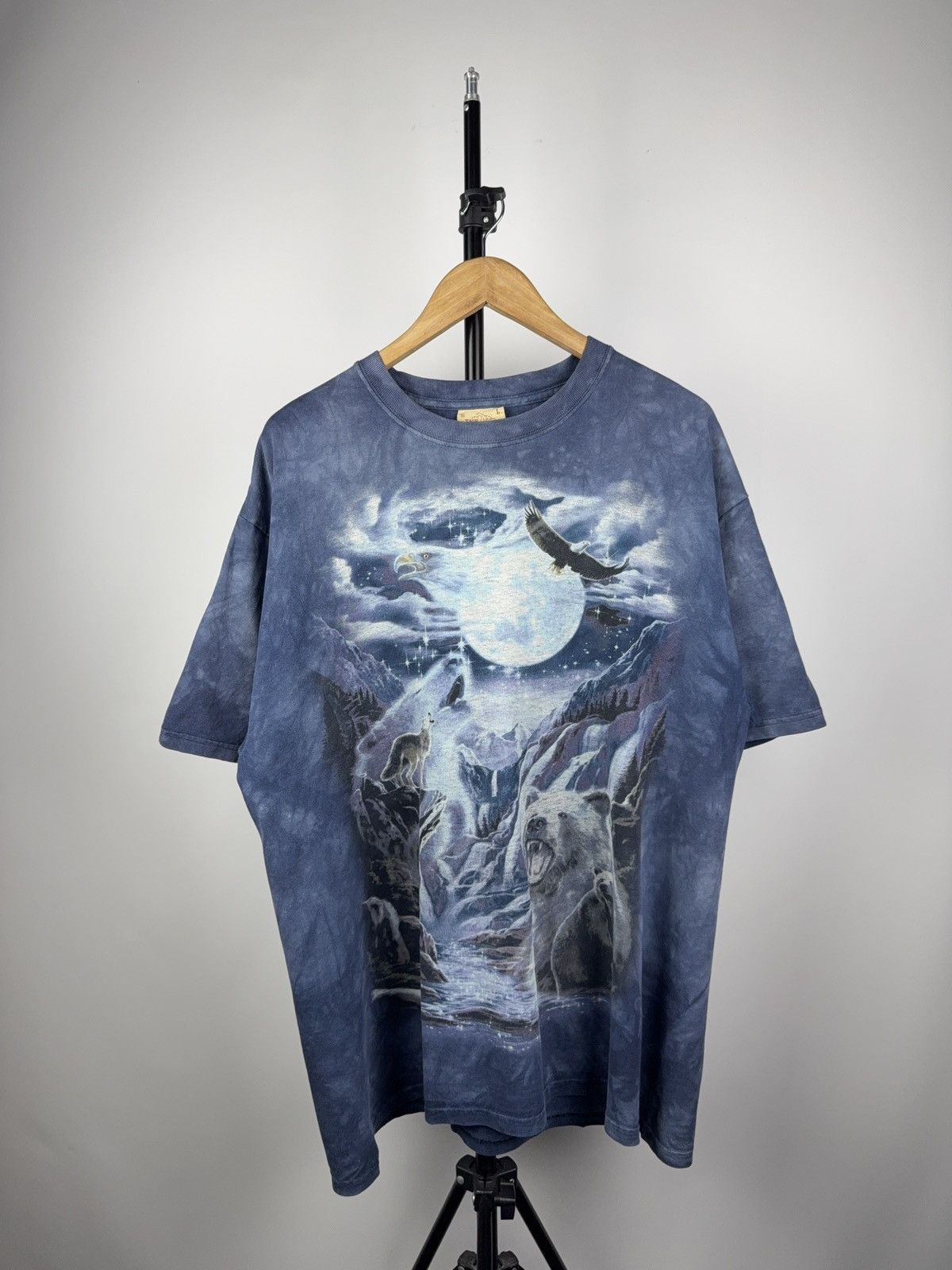 Vintage 90s Wolf Bear Eagle Usa Animal Mountain T Shirt