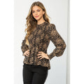 Smocked Flower Print Blouse