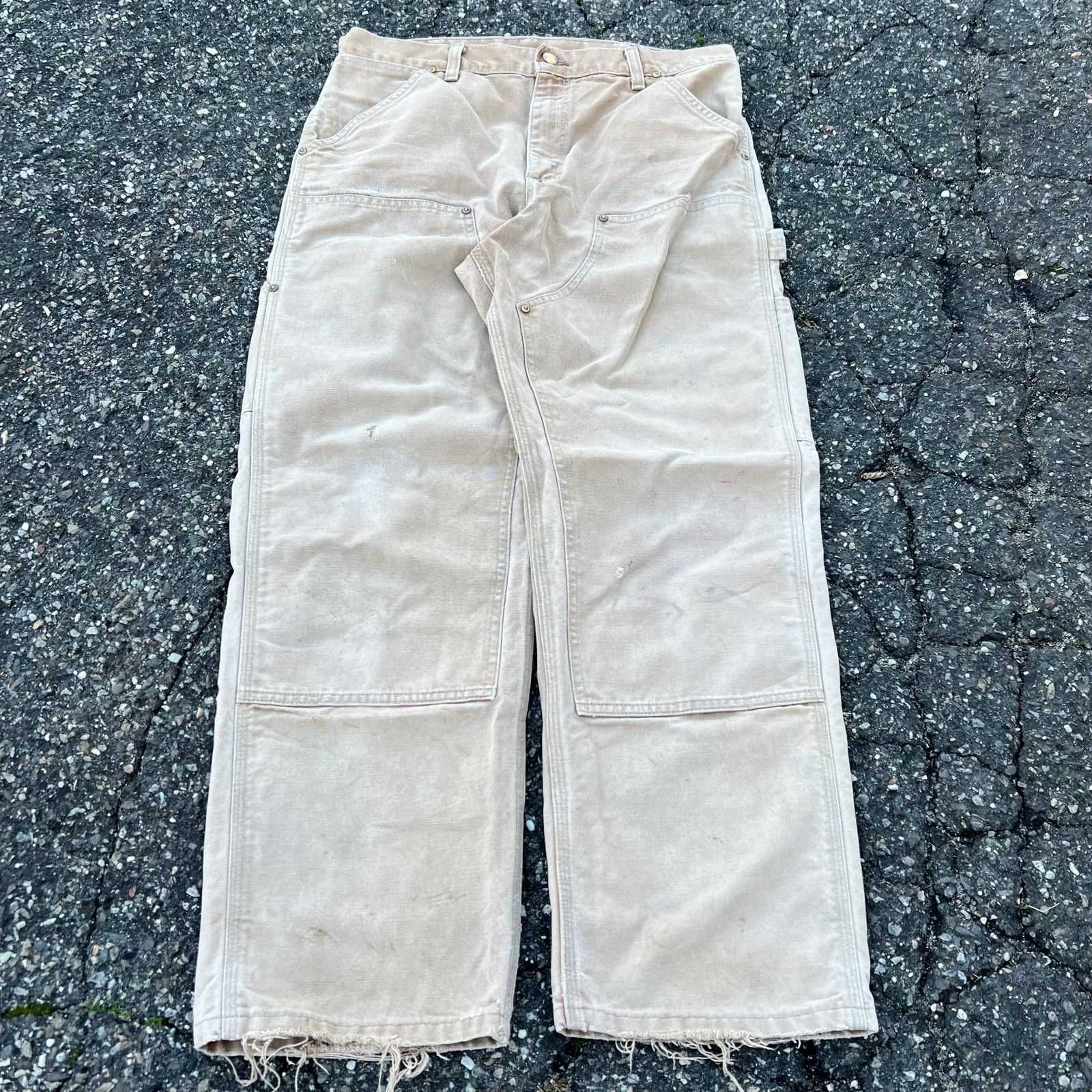 Vintage Carhartt Brown Faded Double Knee Work Carpenter Pant