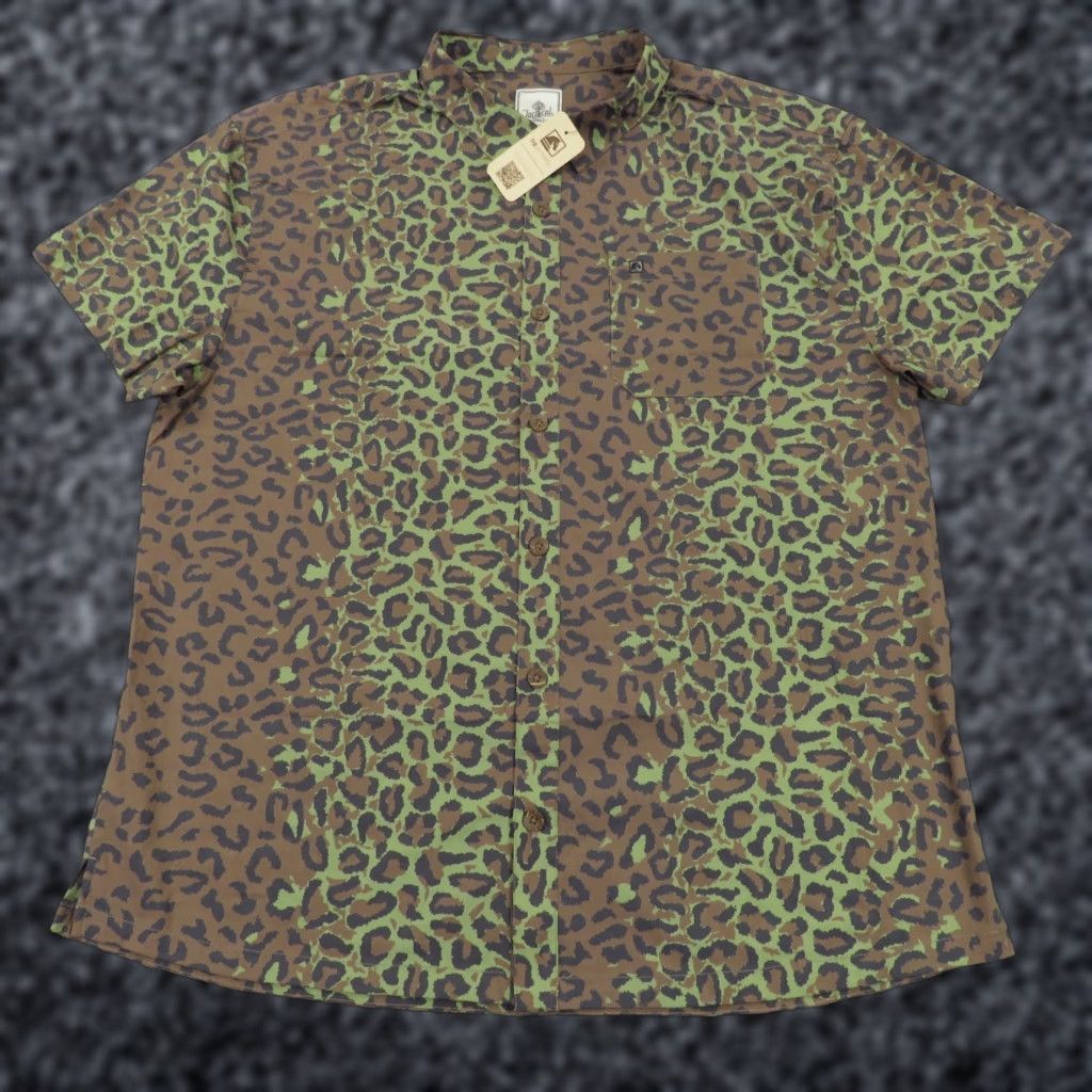 Vintage Tactical Distributors Shirt Mens Xxxl Brown Green Hawaiian Stretch Military Camo