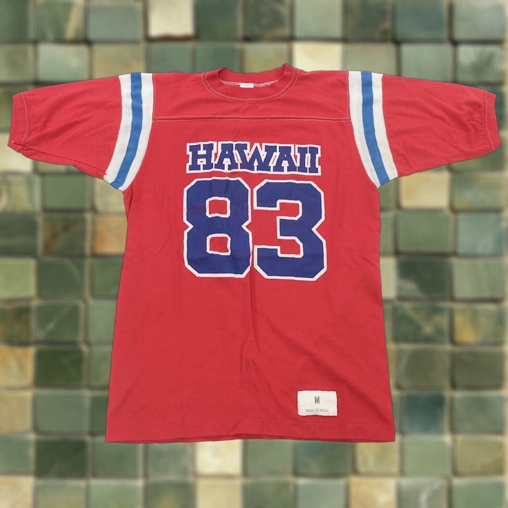 Vintage Rare Sportswear Hawaii 83 Football Shirsey Jersey T Shirt 70s 80s Red M