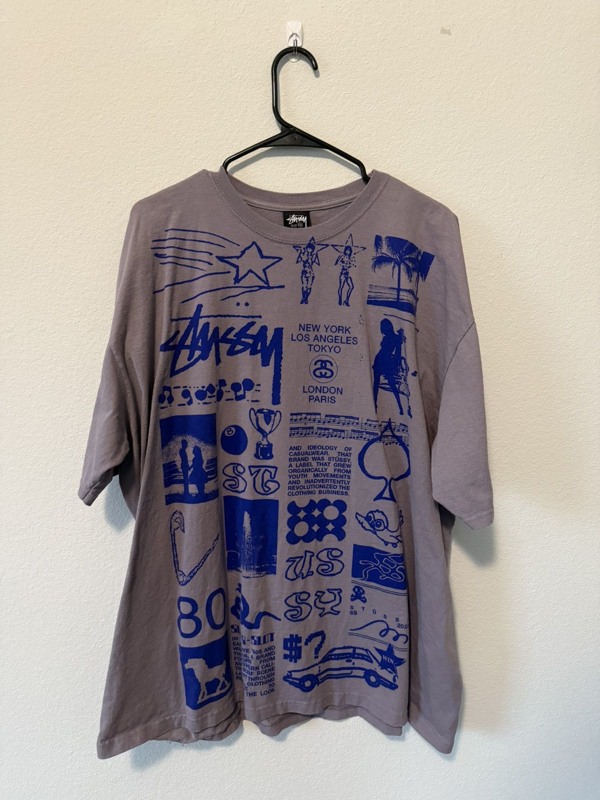 Stussy Sara Tee Pigment Dyed Tee Purple Xxl Hoodie, Sweatshirt | FlexRushtees.com