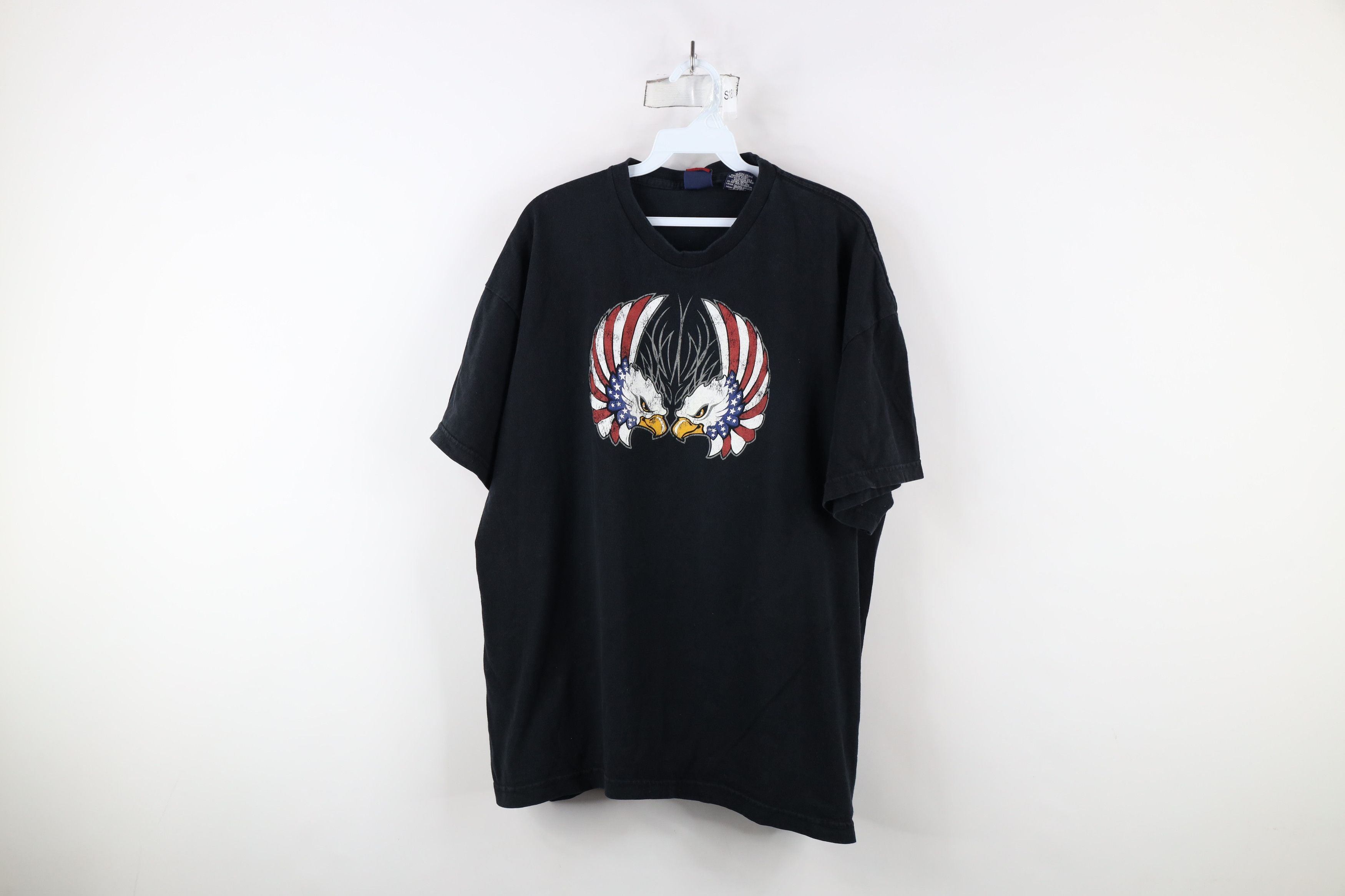 Vintage 90s Y2k Eagle Tribal Racing T Shirt Black Cotton