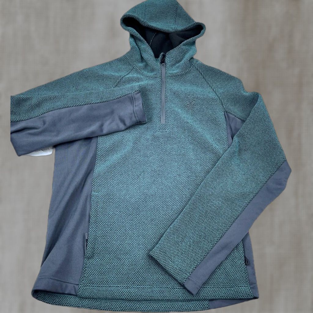 Spyder Hoodie Men Medium Green Gray Pullover Zip 1 4 All Seasons Hooded Logo Embroidered Knit